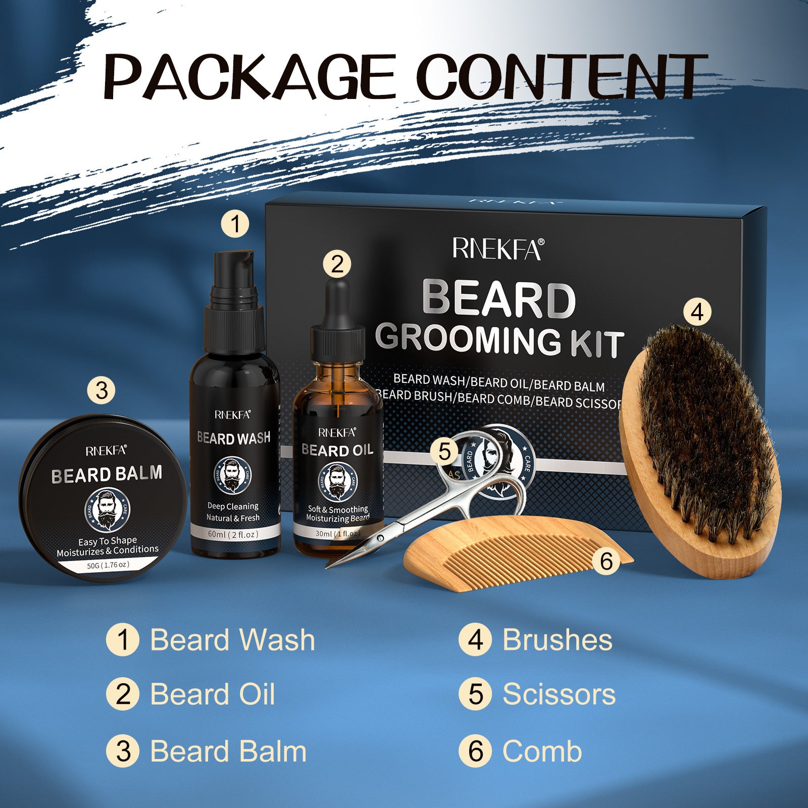 Natural Oil Beard Grooming Kit Gift Set