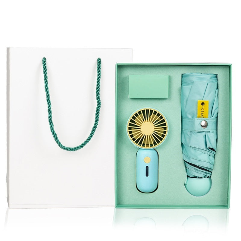 Creative Sunny & Rainy Small Umbrella Fan Gift Set