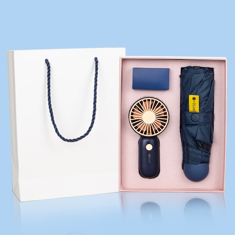 Creative Sunny & Rainy Small Umbrella Fan Gift Set
