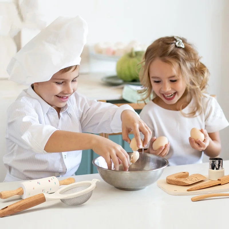 Wooden Kids Safe Baking Set for Real Cooking Gift Set