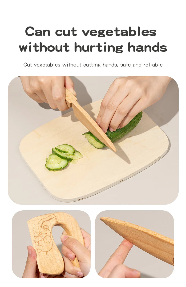 Wooden Kids Safe Knife and Kids Baking Gift Set for Real Cooking