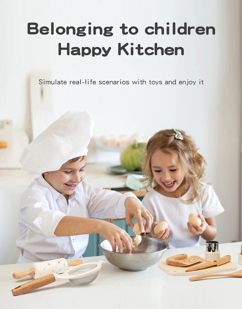 Wooden Kids Safe Knife and Kids Baking Gift Set for Real Cooking