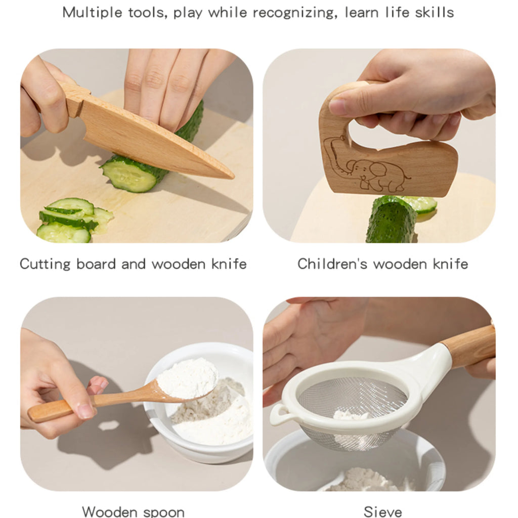 Wooden Kids Safe Baking Set for Real Cooking Gift Set