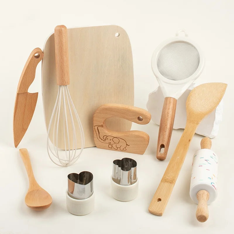 Wooden Kids Safe Baking Set for Real Cooking Gift Set