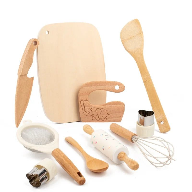 Wooden Kids Safe Baking Set for Real Cooking Gift Set