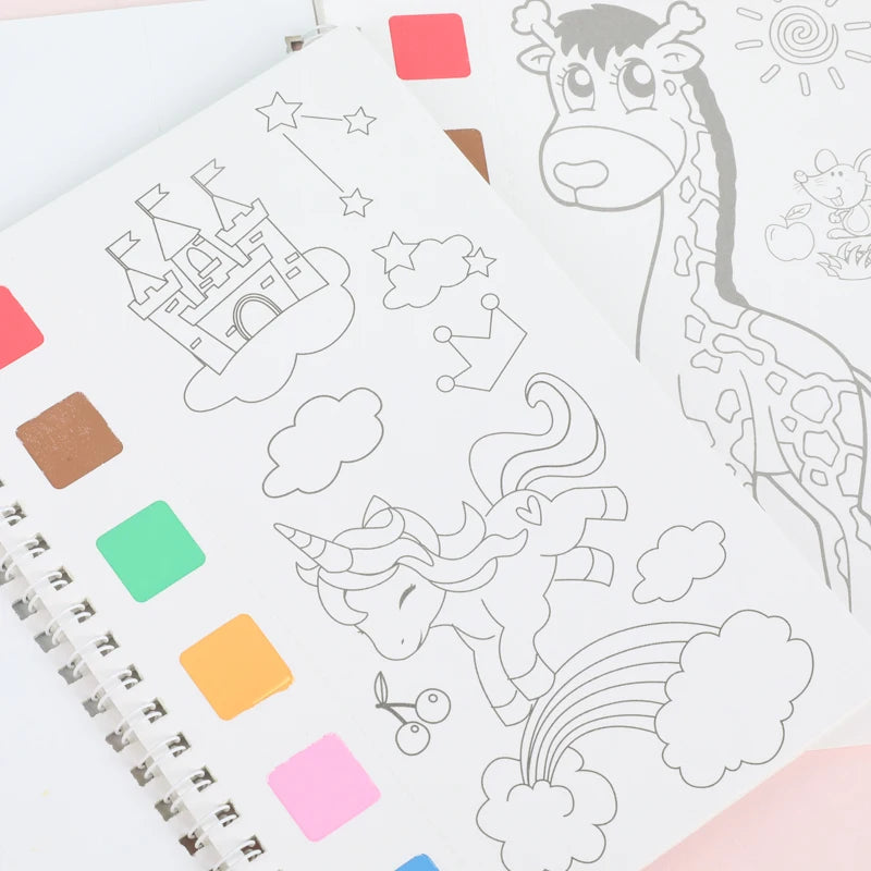 Watercolor Painting Books with Brush Set Kids Drawing Books Cheap Coloring Book for Children