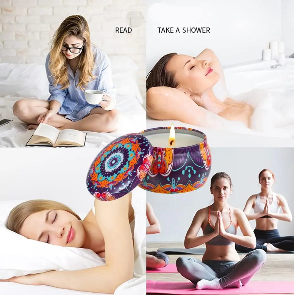 Oshine Tin Jar Soy Wax Candle Scented Luxury Wholesale a Set 4 Pcs Jar Oil Fragrance Gift Set Home Decoration in USA Stock