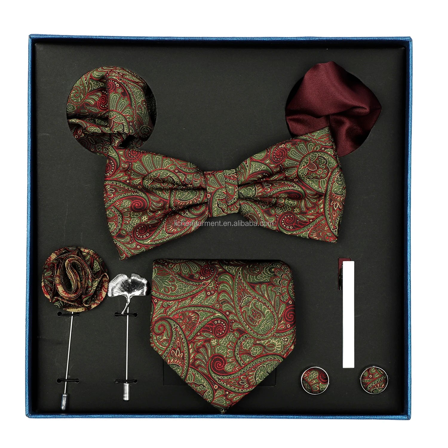 Ready to Ship Necktie in Gift Box Bowtie Mens Cufflinks Business Tie Gift Set Ascot Cravat Pocket Square Polyester Ties Set Men