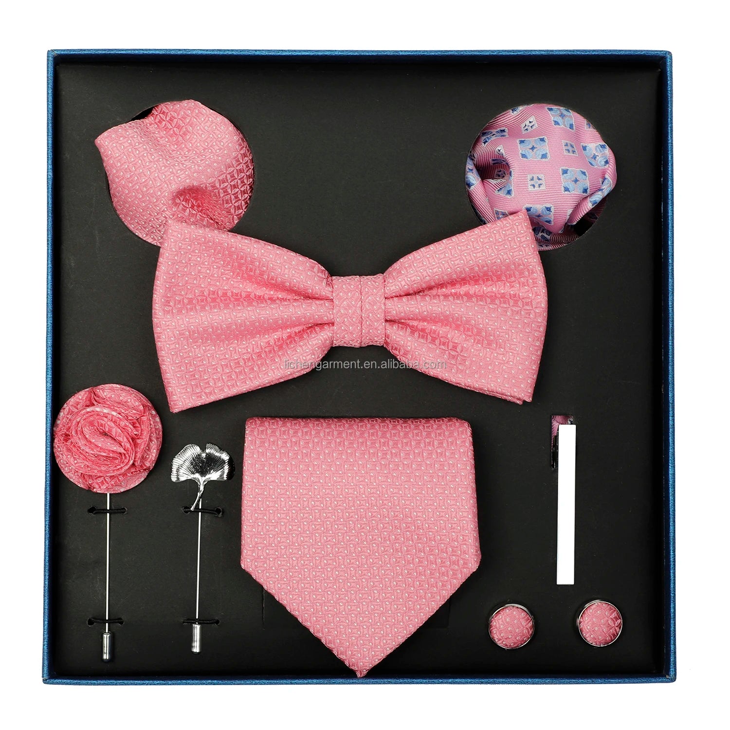 Ready to Ship Necktie in Gift Box Bowtie Mens Cufflinks Business Tie Gift Set Ascot Cravat Pocket Square Polyester Ties Set Men