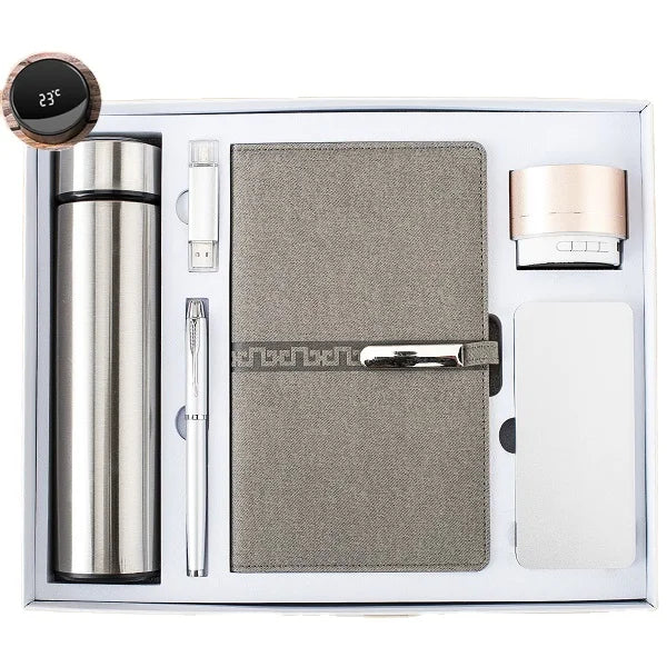 Business Gift Set Vacuum Cup + Pen + USB Flash Drive + A5 Notebook + Speaker Giveaways Promotional