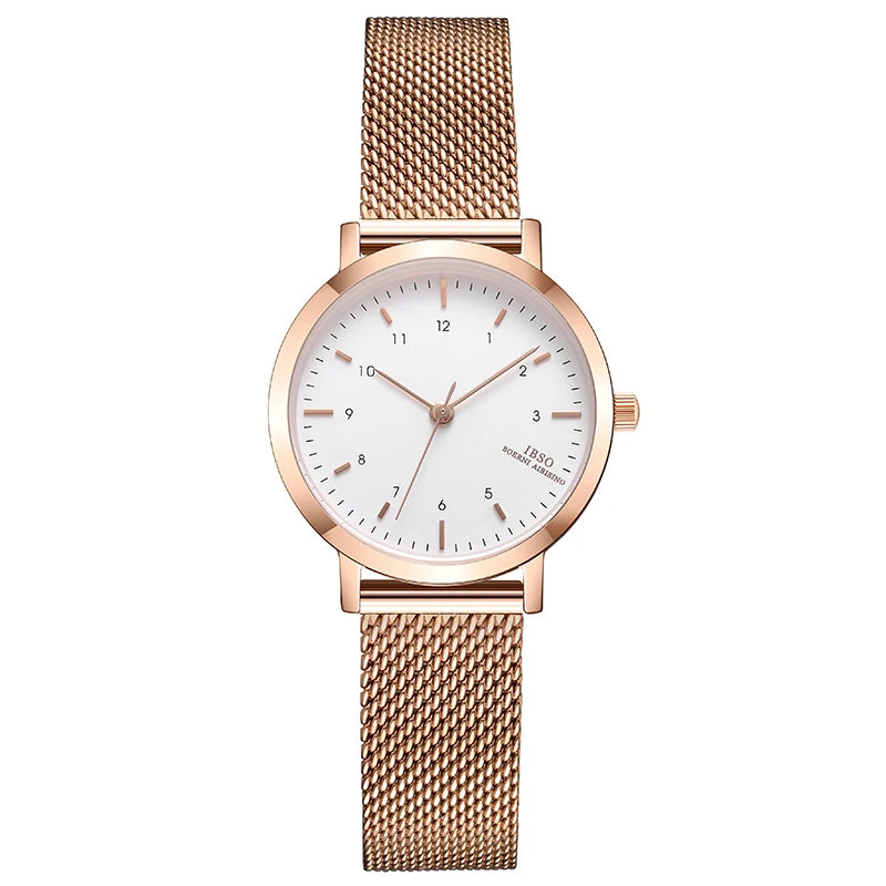 IBSO Fashion Watch Set, Exquisite Matching Bracelet with Mesh Strap Quartz Watch, Holiday Gift Set