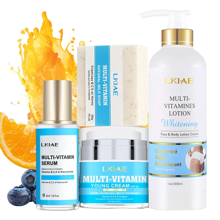 Ready to Ship Natural Private Label Kit Brightening Sample Collagen Vitamin C Body Care Gift Set for Men