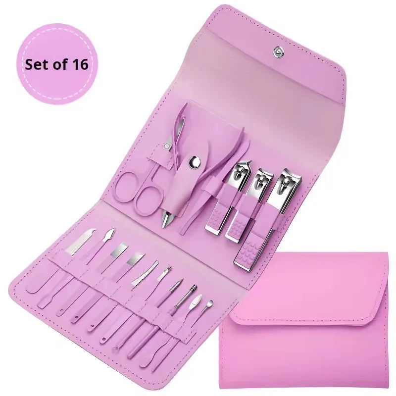 Wholesale Luxurious Stainless Steel Professional Manicure & Pedicure Nail Clipper Tools Gift Set Leather Case Durable Portable
