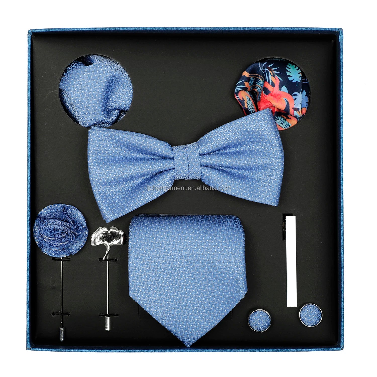 Ready to Ship Necktie in Gift Box Bowtie Mens Cufflinks Business Tie Gift Set Ascot Cravat Pocket Square Polyester Ties Set Men