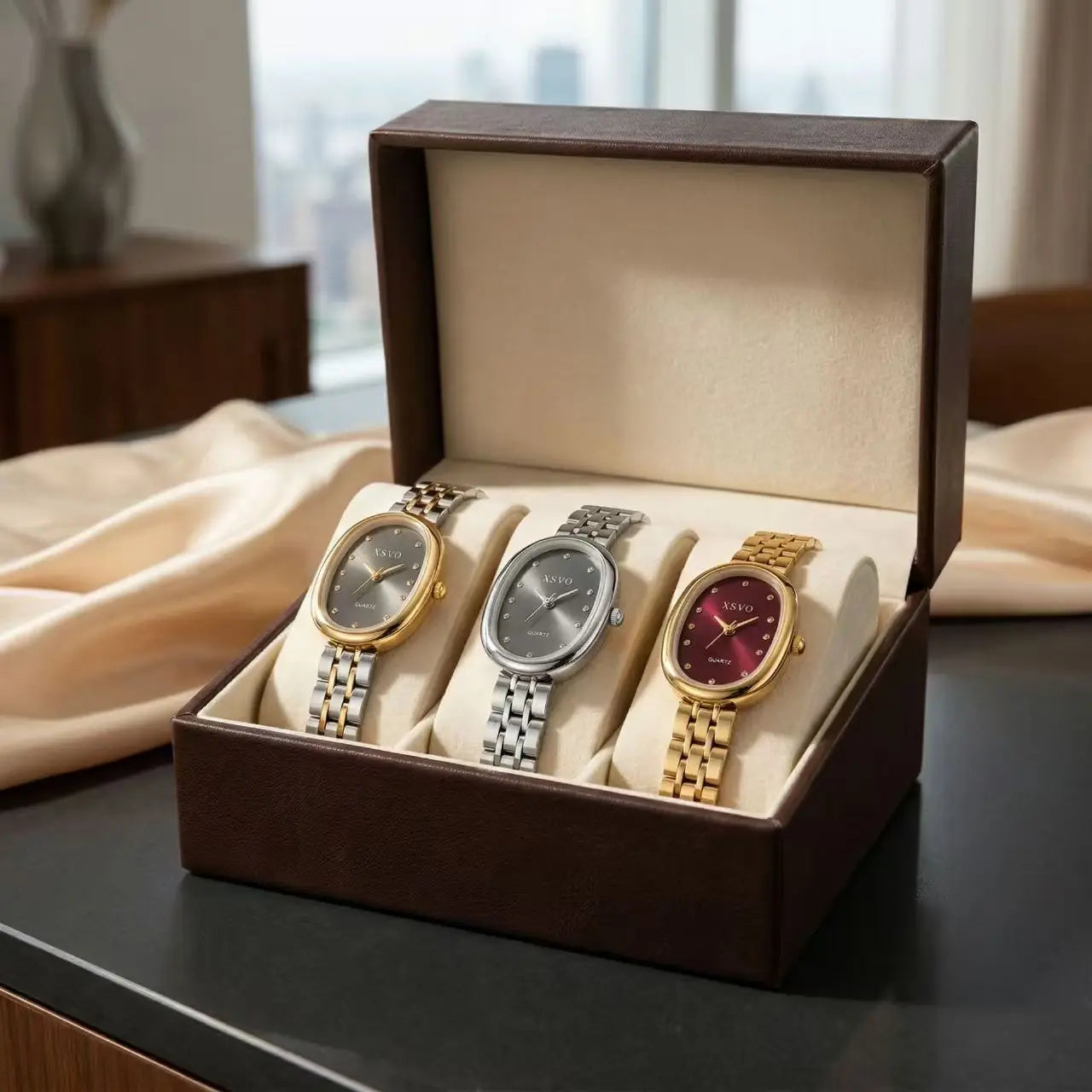 Luxury Oval Women's Watch Gift Box