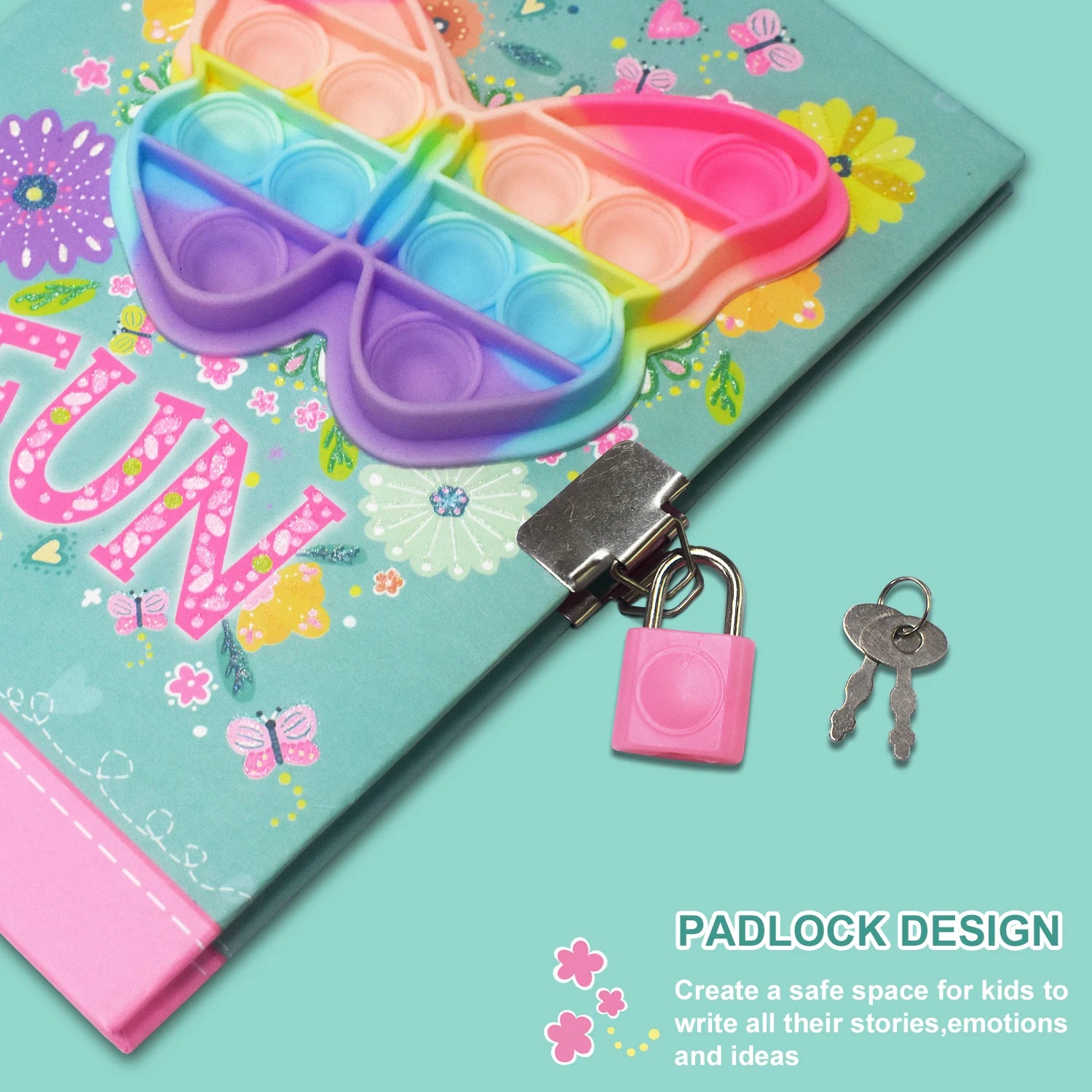 Butterfly Girls Lockable Journal Gift Set 160 Pages Pop Diary with Lock and Pen Diary for Girls
