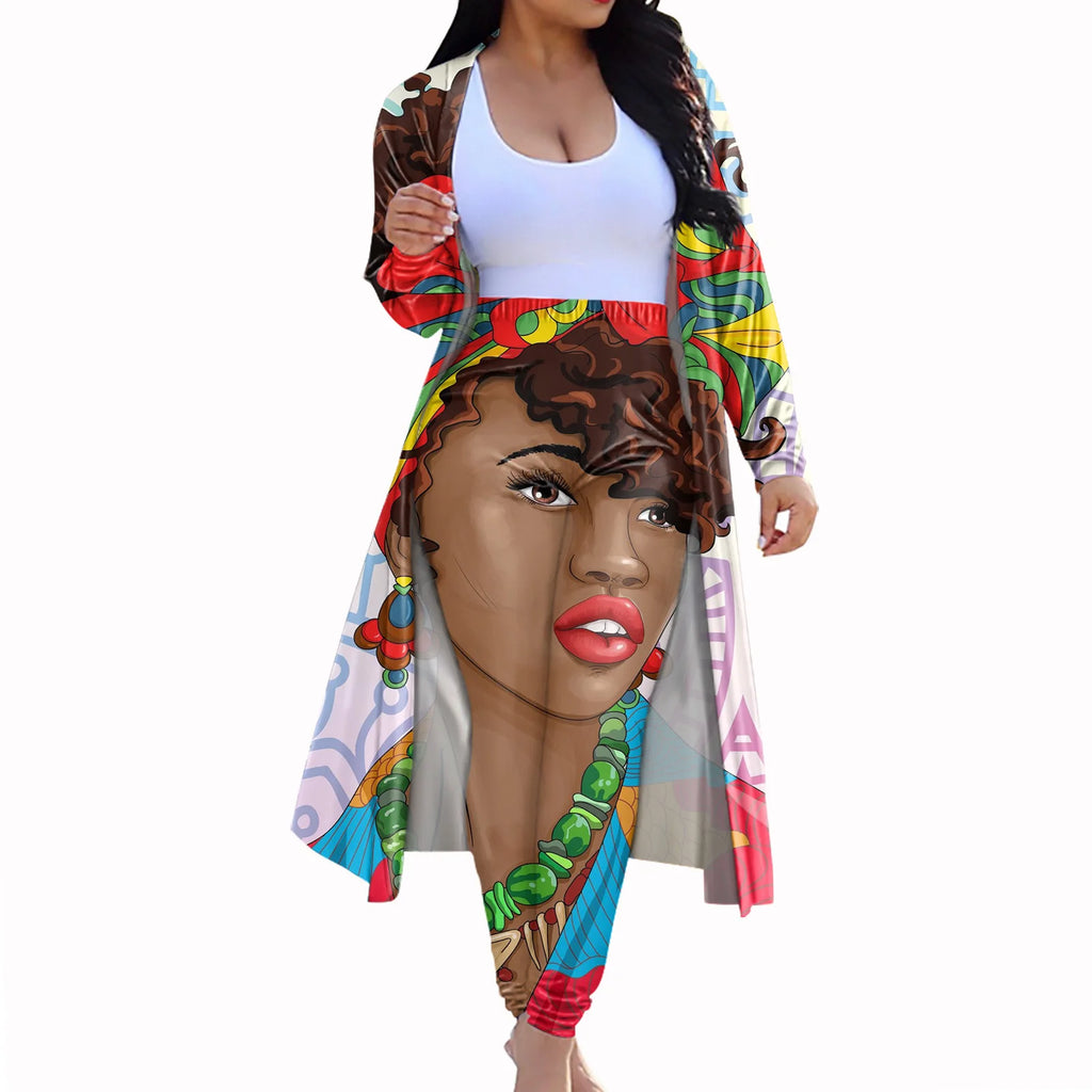 African Jumpsuit Set Dresses for Women Casual Dashiki Elastic Bazin Baggy Pants Cloak Famous Suit Lady Knee Length Plus Size