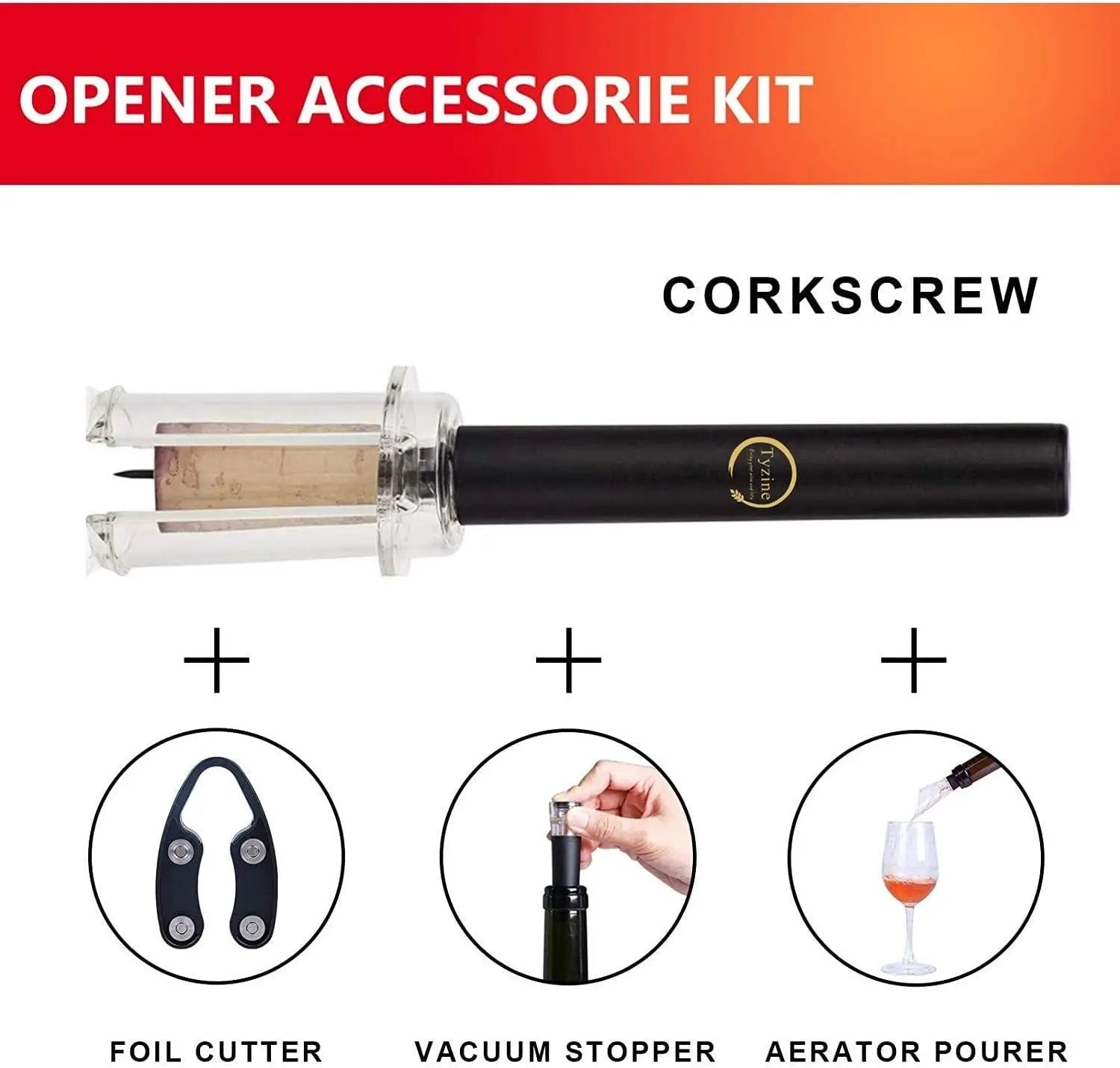 Wine Tool 4-Piece Gift Set Metal Vacuum Stopper Foil Cutter Efficient Cork Remover Corkscrew Pop Cork Bottle Air Pump Wine