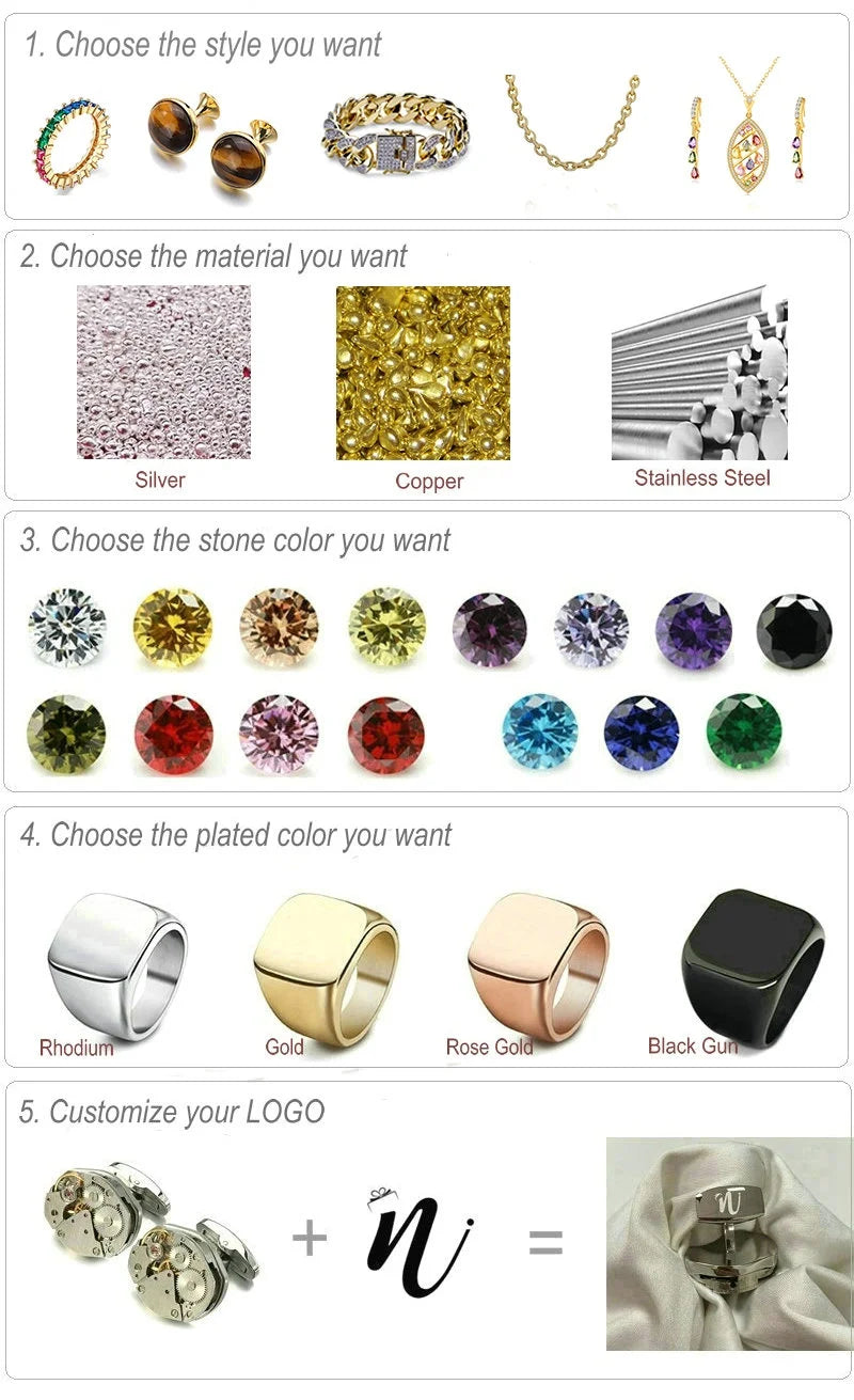 Customized Gold Cufflinks Luxury Tie Clips for Men-Wedding Engagement Party Anniversary Gift Set