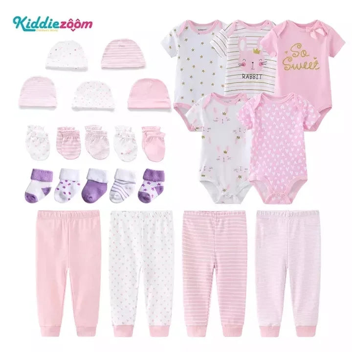 24 pcs  New Born Baby Clothes Sets Star Print Baby Boy Clothing Set 100%cotton Baby Gift Set