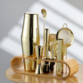 Factory Stainless Steel Barware Kit Includes Boston Cocktail Shaker Travel Gift Set Bamboo Stand-Premium Metal Bar Accessories