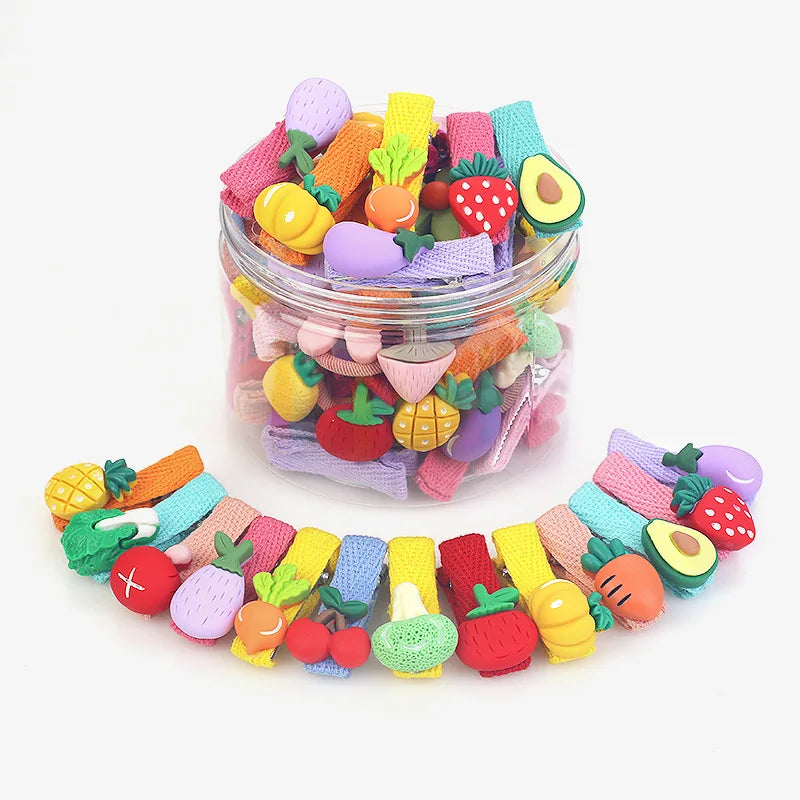 26 Pcs/box Cute Child Barrettes Kid Hairgrips Hair Clip Accessories Gift Set Girl Cartoon Fruit Pattern Hair Clip Set