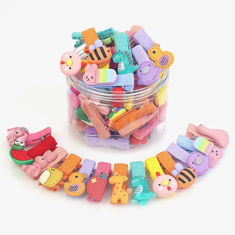 26 Pcs/box Cute Child Barrettes Kid Hairgrips Hair Clip Accessories Gift Set Girl Cartoon Fruit Pattern Hair Clip Set