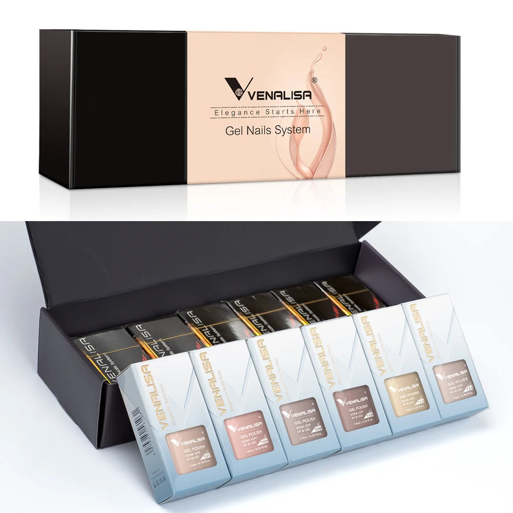 12pcs/kit Venalisa Nail Gel Polish Gift Set Elegant Nail Varnish Soak Off UV LED High Piment Glitter UV Gel System