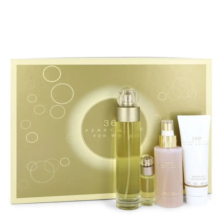 UD2 Perry Ellis 360 Women's Perfume Gift Set 3.4 oz Eau De Toilette Spray 4 oz Body Mist 3 oz Shower Gel .25 Mini EDT Spray