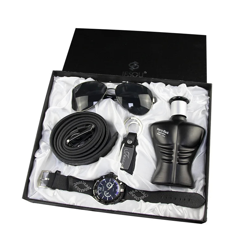 Hot Selling New Trend Wallet Set with Leather Belt Sunglasses Pen Genuine Leather