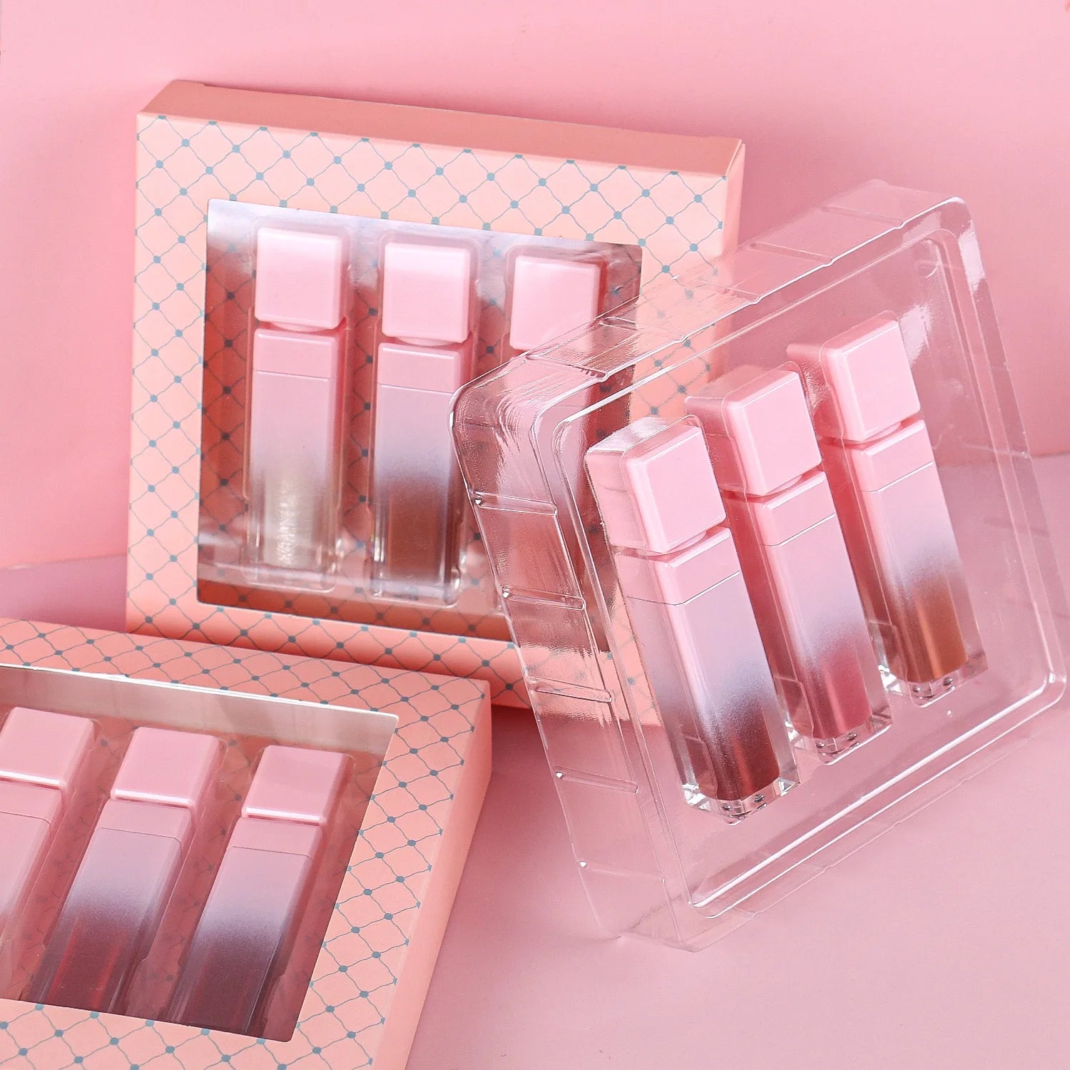 Lipgloss Gift Set Custom Pink Box Lip Gloss Vendor Wholesale Private Logo Matte Glossy Shine Lipgloss Kit