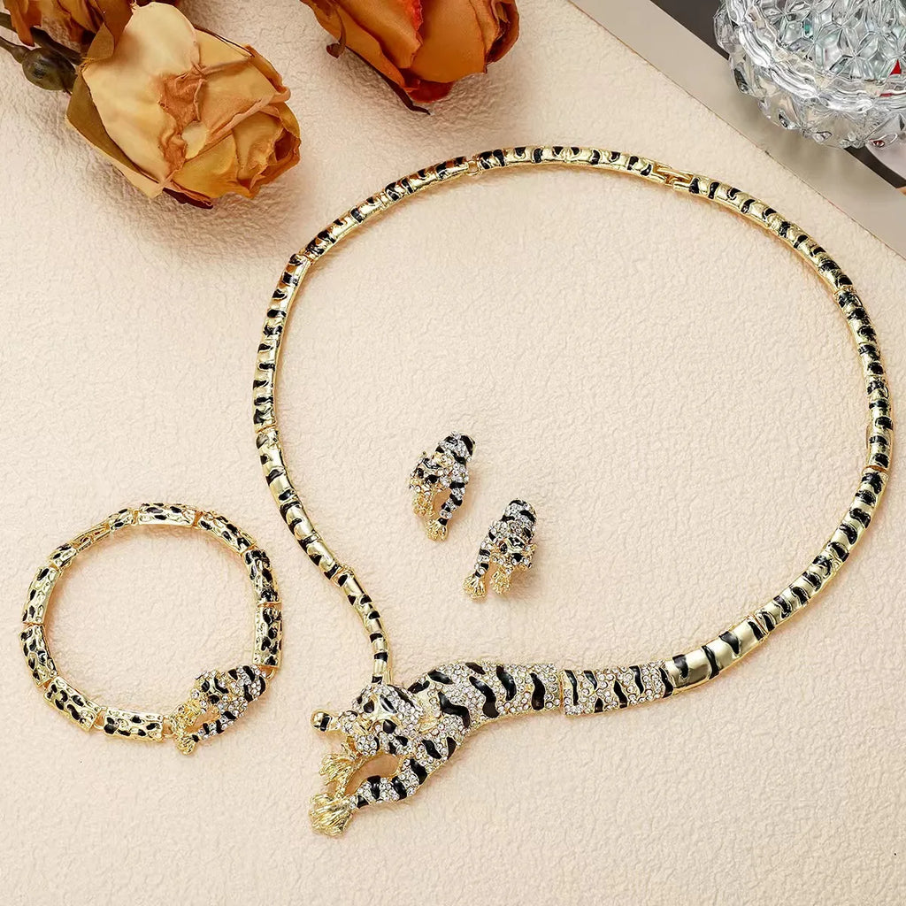 Gold Tiger Print Jewelry Set