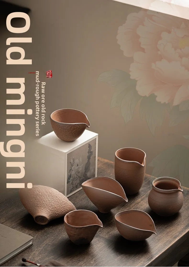 Vintage Design Unglazed Ceramic Tea Set