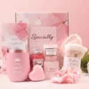 Birthday Mother's Day Women's Self Care Gift Basket Vanilla Relaxing Spa Stainless Steel 16oz Tumbler Pink-Purple Gift Box Set