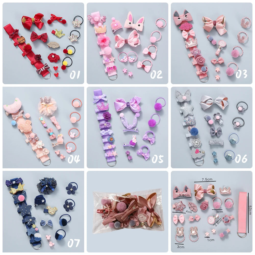 Manufacturer Direct Sale Gift Set 18pcs/bag Hair Tie Scrunchies Hair Ring Baby Hot Selling Hair Accessories Clip
