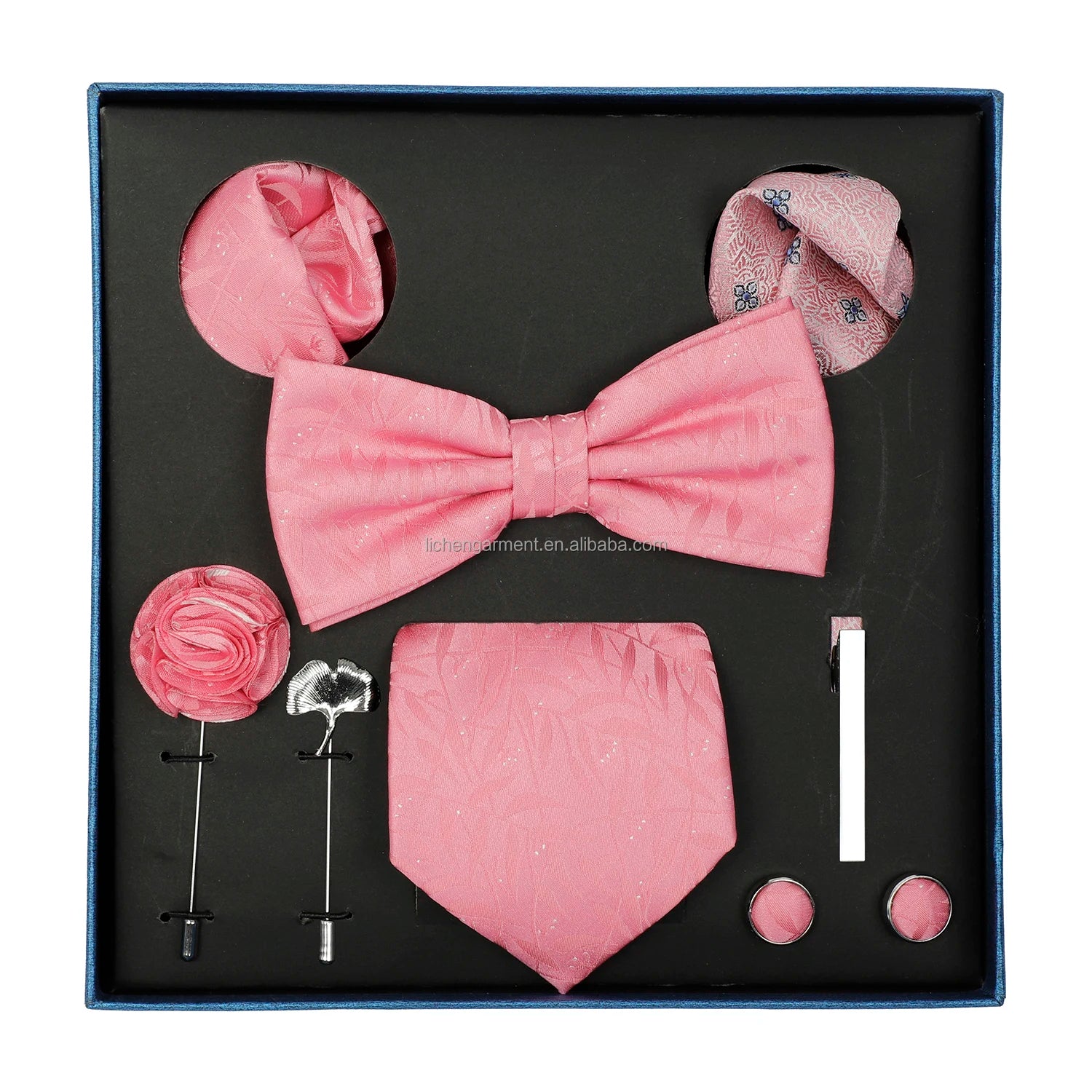 Ready to Ship Necktie in Gift Box Bowtie Mens Cufflinks Business Tie Gift Set Ascot Cravat Pocket Square Polyester Ties Set Men