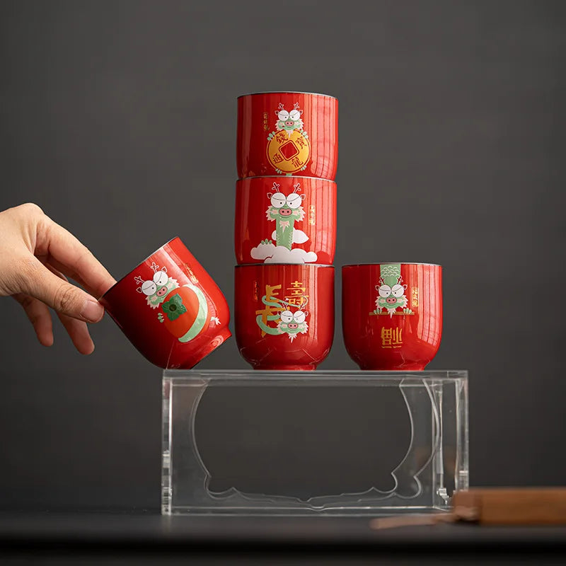 Everything Xinglong Festive Ceramic Personal Master Cup Tea Cup Tea Bowl Water Cup Gift Box Gift Set Teacup Set