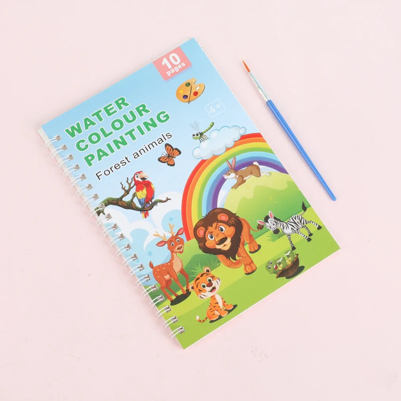 Watercolor Painting Books with Brush Set Kids Drawing Books Cheap Coloring Book for Children