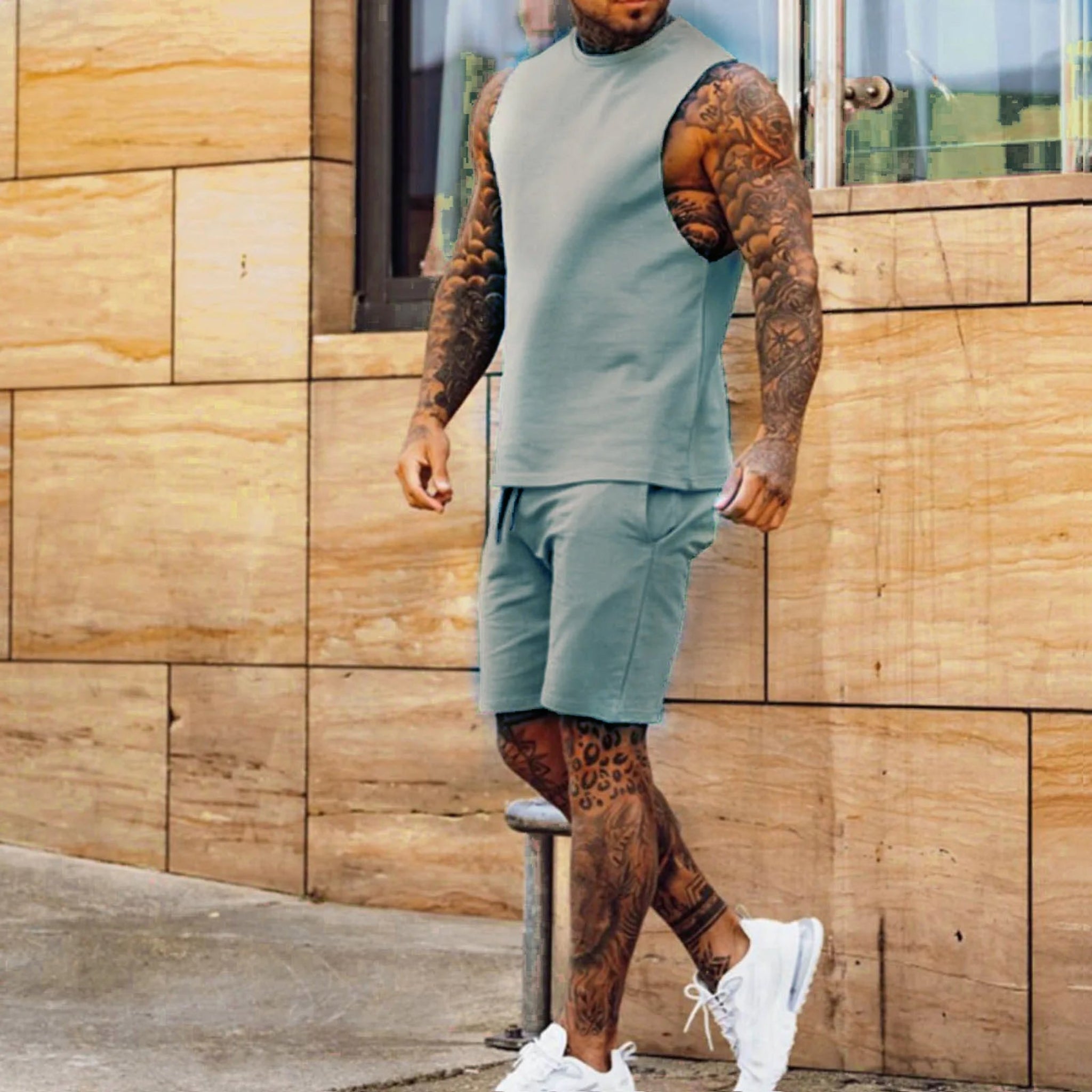 2-PC Sleeveless Top and Shorts Set