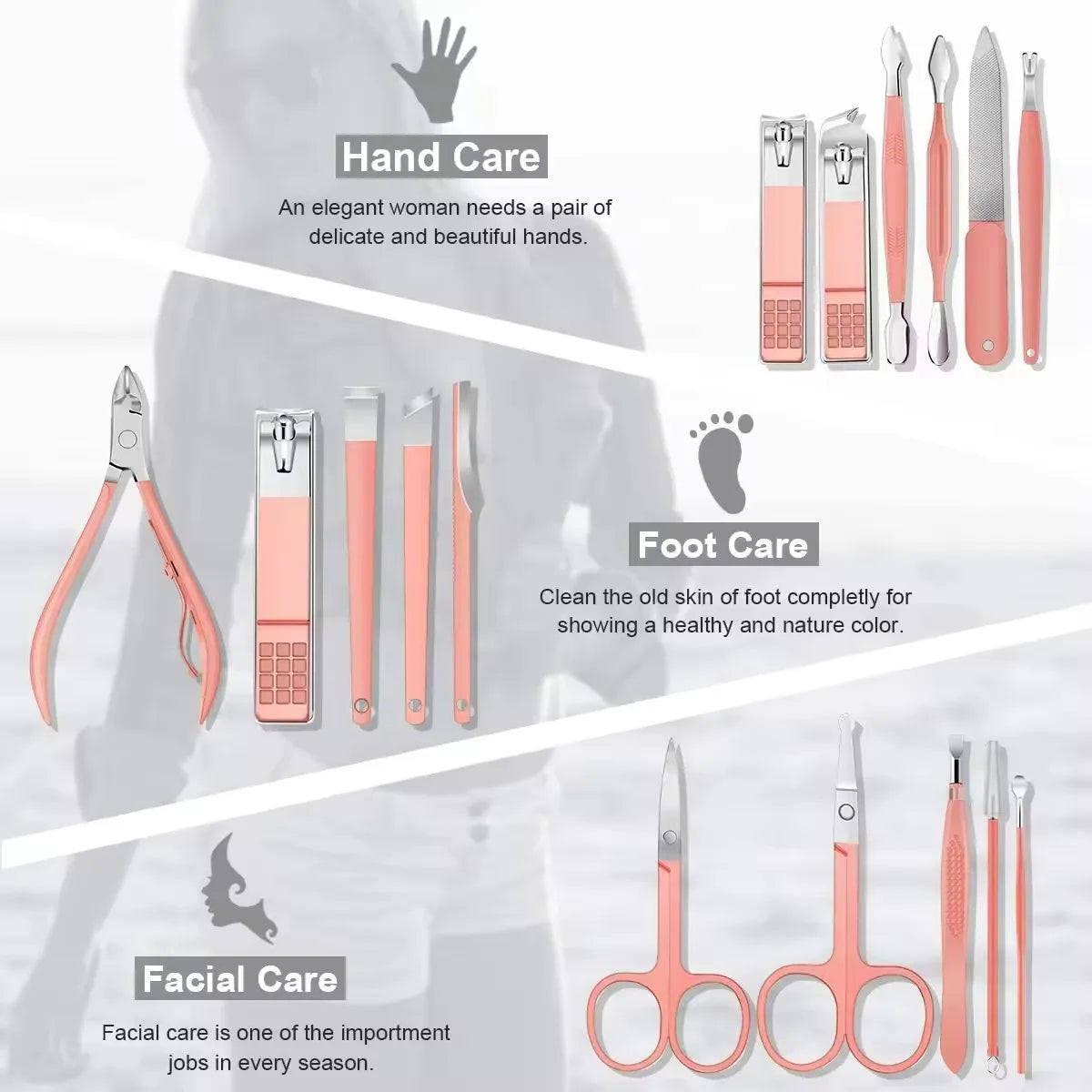Wholesale Luxurious Stainless Steel Professional Manicure & Pedicure Nail Clipper Tools Gift Set Leather Case Durable Portable