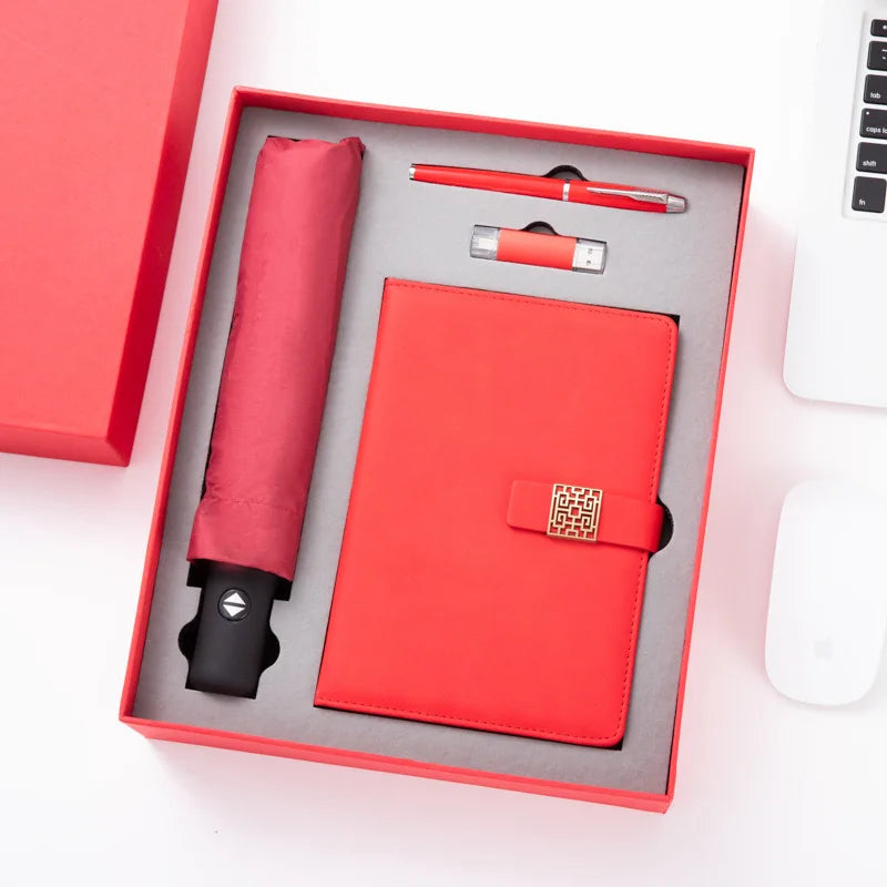 Luxury Package PU Leather Agenda Notebook Gift Set