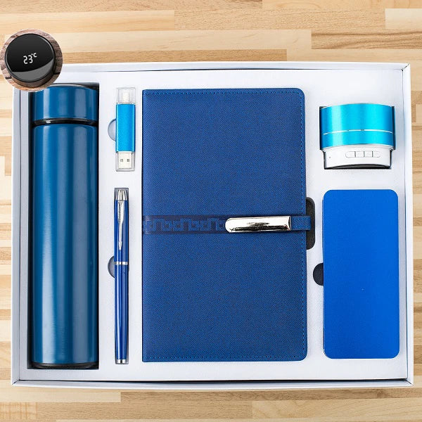 Business Gift Set Vacuum Cup + Pen + USB Flash Drive + A5 Notebook + Speaker Giveaways Promotional