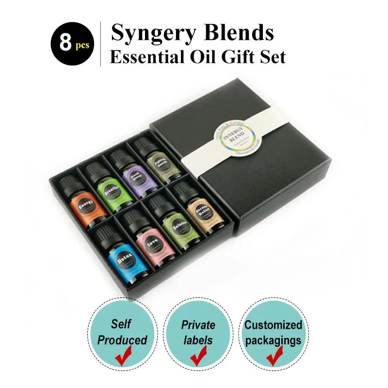 Best Seller Aromatherapy Synergy Blends 8 Packs Essential Oil Gift Set for Aroma Diffuser