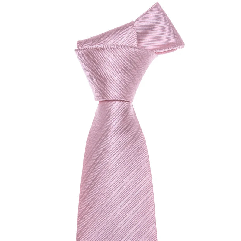 Hot Sale Men's Fashion/Casual Formal Classic Woven Jacquard Silver Pink Striped Necktie Pocket Square Cufflinks Gift Set for Men