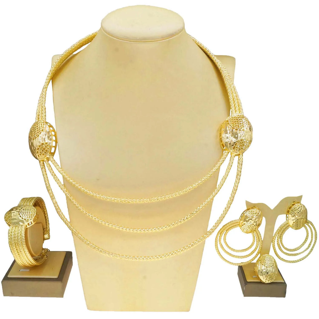 High Quality Necklace Earrings Jewelry Set Simple Women's Collar Classic Set Design Bracelet Ring Gift Set