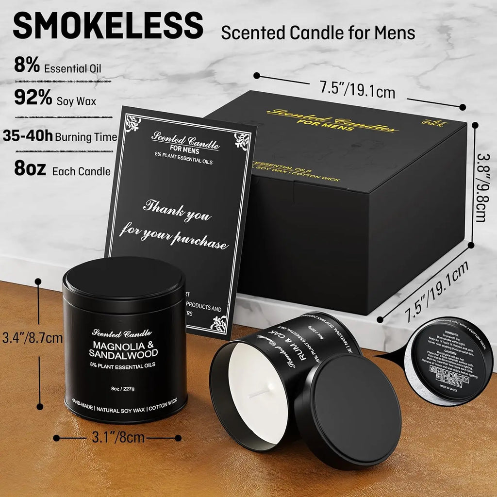 4 Pack Black Tin Aromatherapy Candle Sets