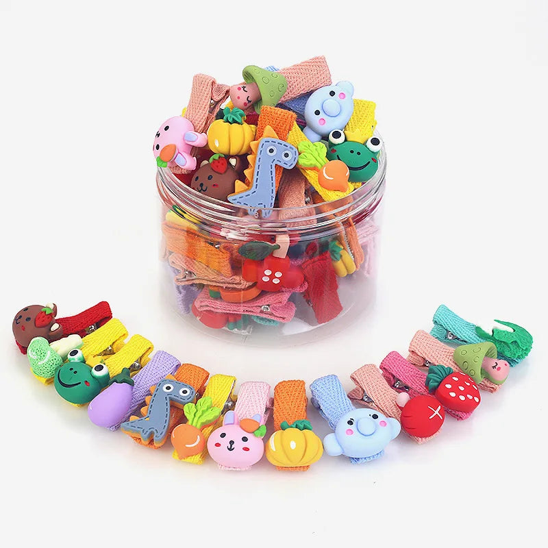 26 Pcs/box Cute Child Barrettes Kid Hairgrips Hair Clip Accessories Gift Set Girl Cartoon Fruit Pattern Hair Clip Set
