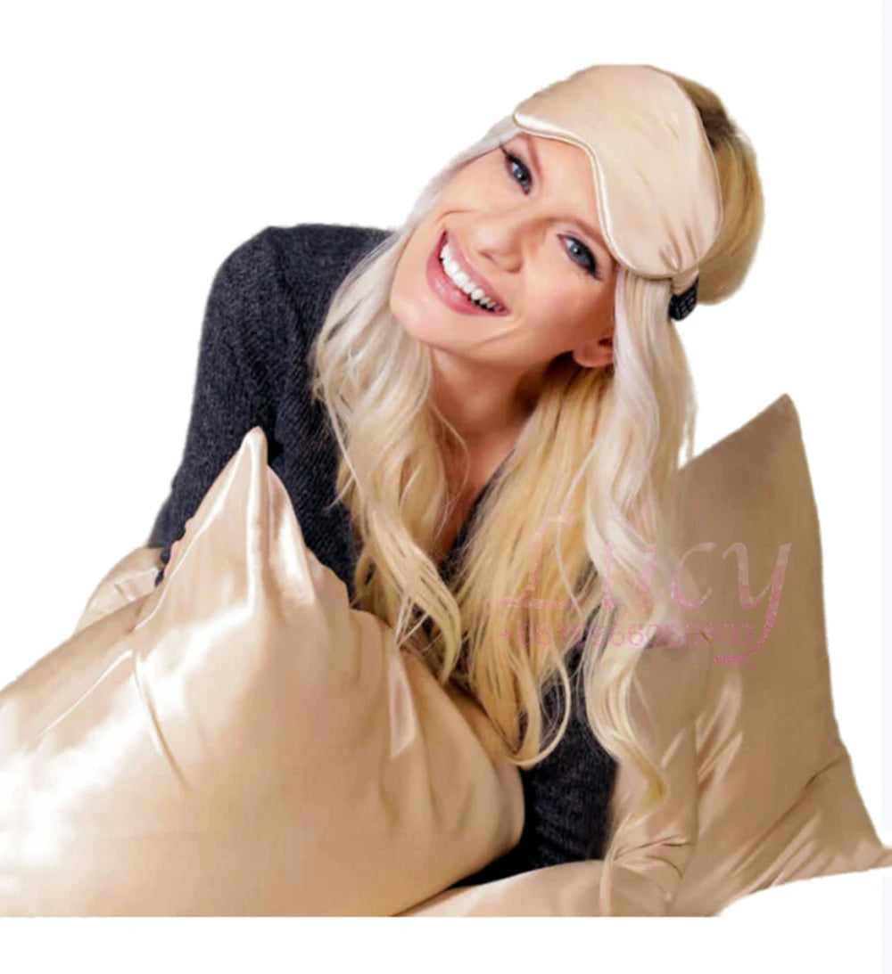 LOW MOQ Custom Logo Pure Silk Pillow Case 100% Mulberry Silk Satin Pillow Cover Case Eye Mask Silk Gift Set in Gift Box