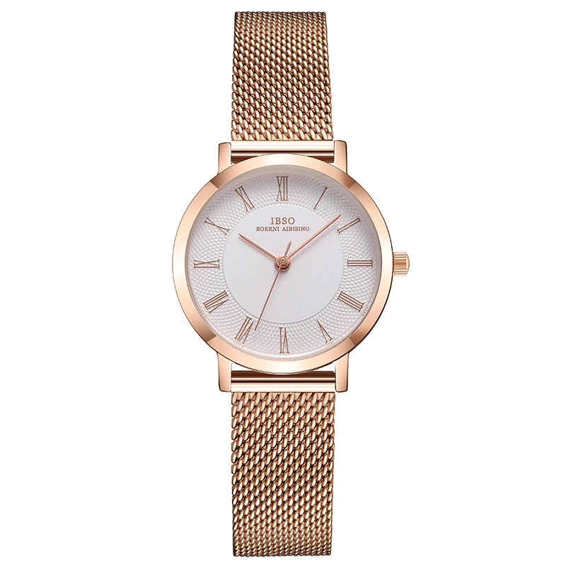 IBSO Fashion Watch Set, Exquisite Matching Bracelet with Mesh Strap Quartz Watch, Holiday Gift Set