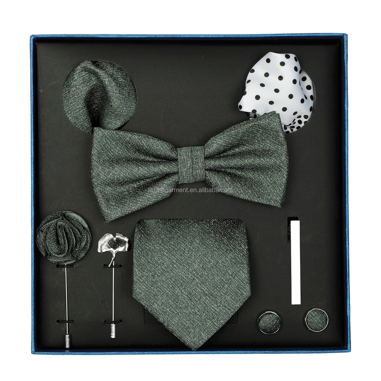 Ready to Ship Necktie in Gift Box Bowtie Mens Cufflinks Business Tie Gift Set Ascot Cravat Pocket Square Polyester Ties Set Men